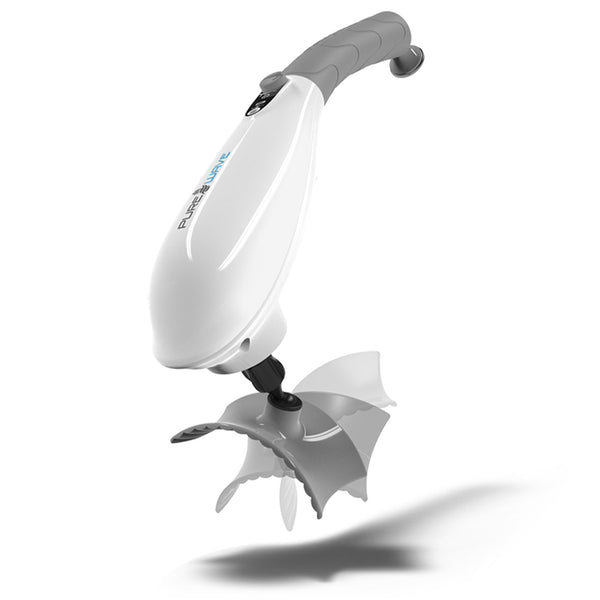 PUREWAVE™ CM-07 White/Grey Dual Motor Percussion + Vibration Muscle Massager with 8 Attachments
